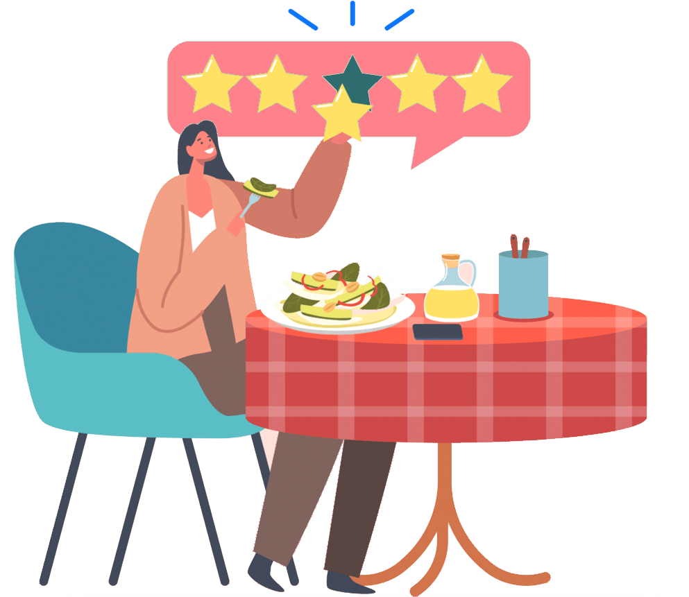 woman reviewing her meal